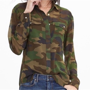 Banana Republic Sheer Camo Blouse‎